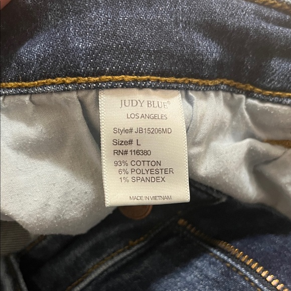 Judy Blue Dark Blue Distressed Jean Shorts - Picture 4 of 13